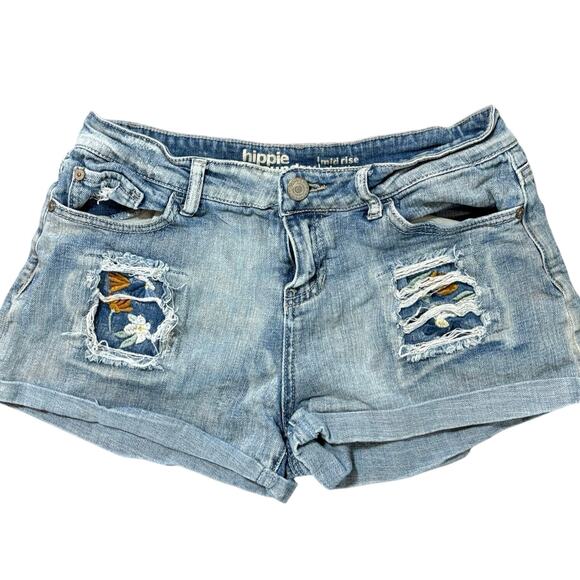 Hippie Laundry Pants - Hippie Laundry Mid Rise Embroidered Denim Shorts Size 30 Boho Festival